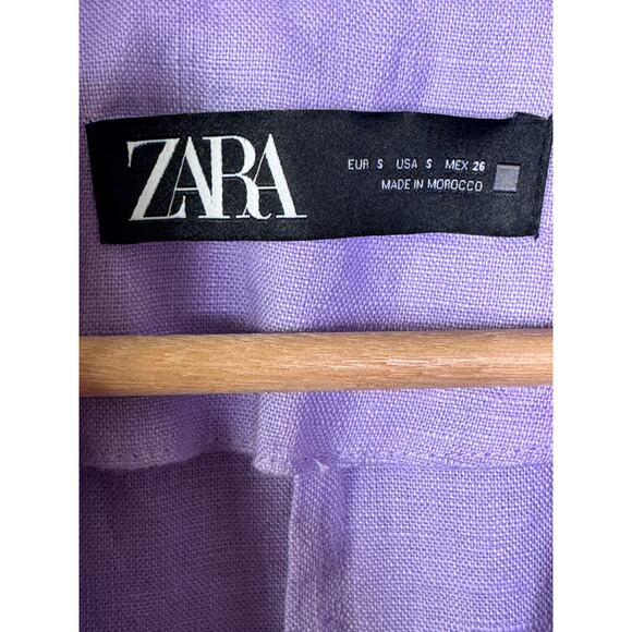ZARA 2023 100% LINEN BLAZER OVERSIZED JACKET LILAC 3626/710 SIZE S RARE - Picture 3 of 4